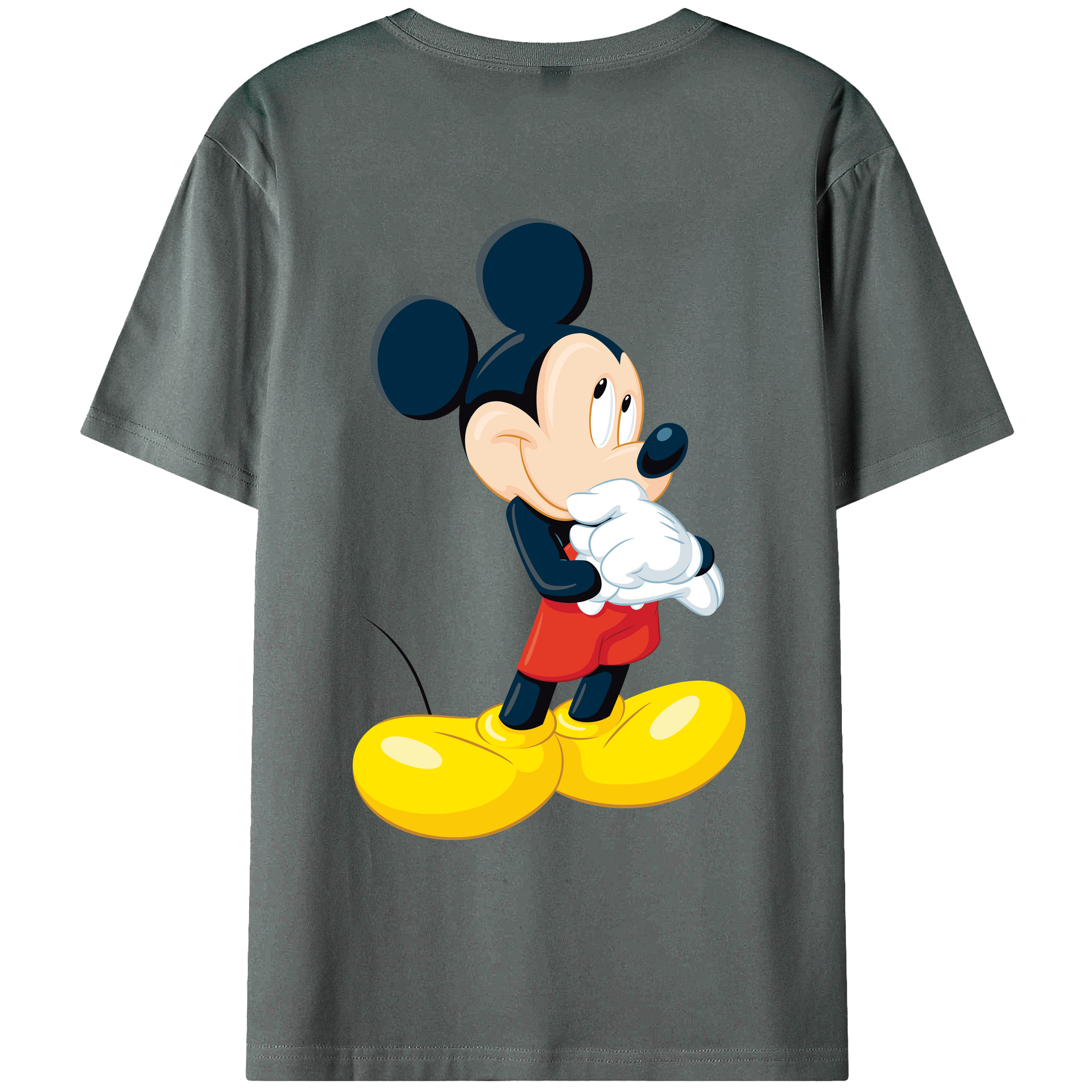 ミッキーマウス Mickey Mouse 綿100％ メンズ半袖Tシャツ（バックプリント） 通気性